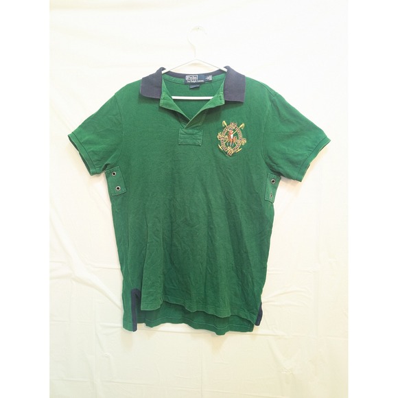 Polo Ralph Lauren Mens L Green Cotton Custom‎ Fit Crest Rugby Polo Shirt - Picture 3 of 9